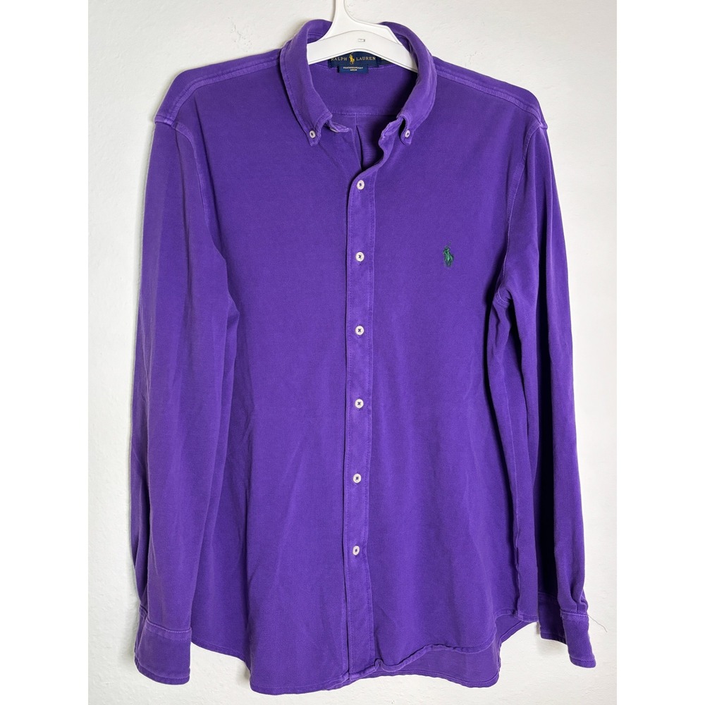 Polo By Ralph Lauren Purple Mesh Long-Sleeve Button-Down Shirt